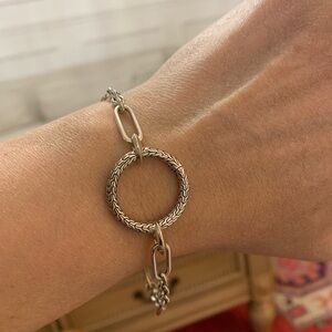 John Hardy Classic Chain Silver Knife Edge Amulet Connector Bracelet